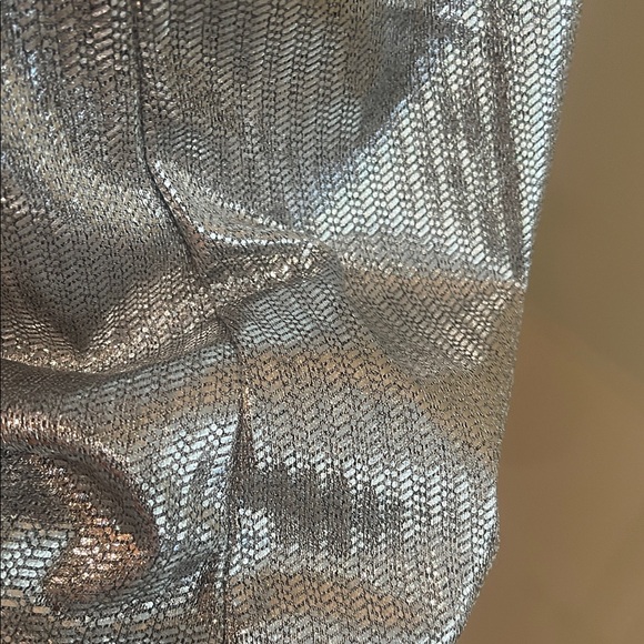 Shimmering Silver Short Sleeve Blouse 1X - Picture 6 of 9